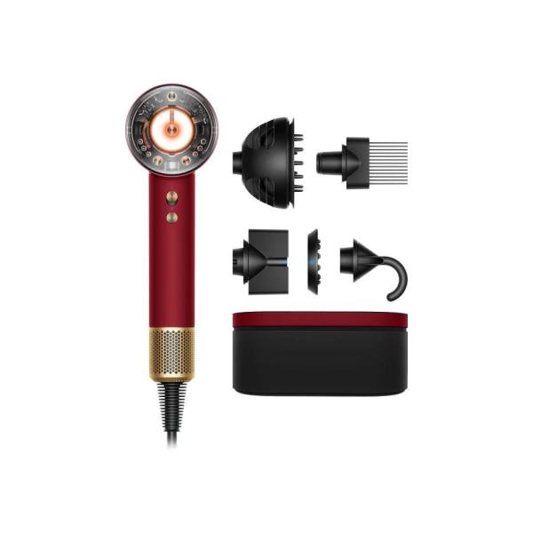 Dyson Supersonic Nural HD16 fén na vlasy,  1600 W,  difuzér,  4 teploty,  3 rychlosti,  Red Velvet /  Gold
