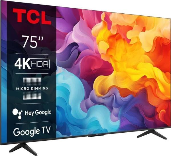 TCL 75V6B 75" TV,  4K Ultra HD,  LED,  Google TV,  Bluetooth,  WiFi,  Miracast,  HDR,  Dolby Audio2