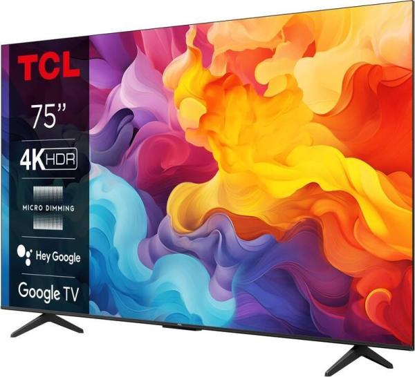 TCL 75V6B 75" TV,  4K Ultra HD,  LED,  Google TV,  Bluetooth,  WiFi,  Miracast,  HDR,  Dolby Audio3