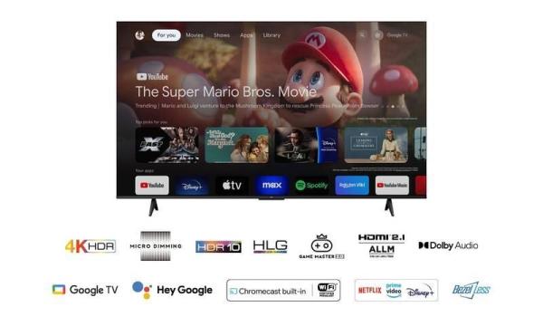 TCL 75V6B 75" TV,  4K Ultra HD,  LED,  Google TV,  Bluetooth,  WiFi,  Miracast,  HDR,  Dolby Audio8