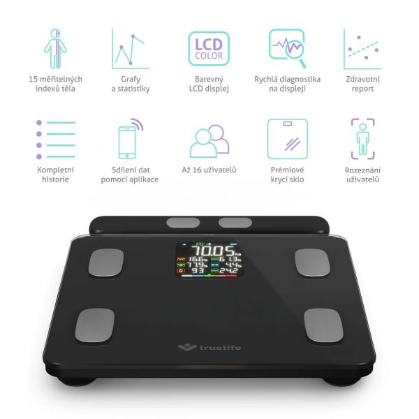 TrueLife FitScale W8 BT Black - osobní diagnostická bluetooth váha2