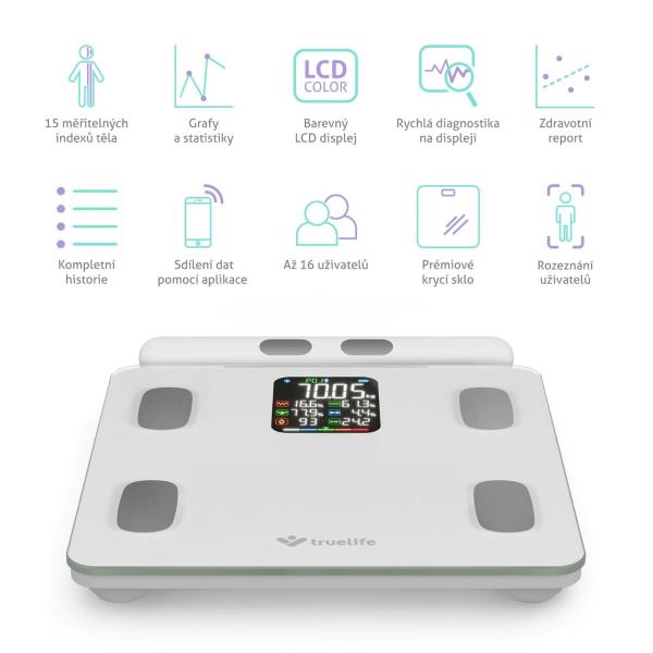 TrueLife FitScale W8 BT White - osobní diagnostická bluetooth váha2