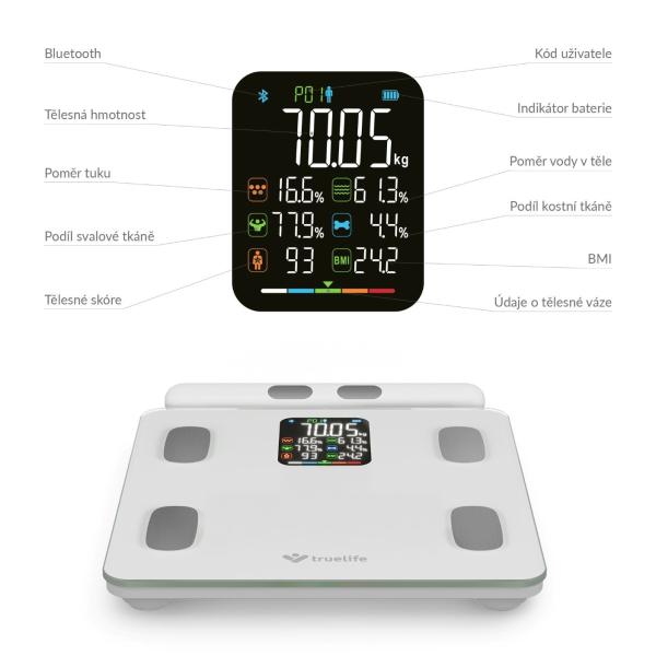 TrueLife FitScale W8 BT White - osobní diagnostická bluetooth váha11