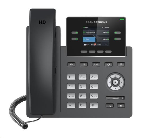 Grandstream GRP2613W SIP telefón, 2.8" TFT bar. displej, 4 SIP účty, 6 prog.tl., 2xGigabit PoE, WiFi