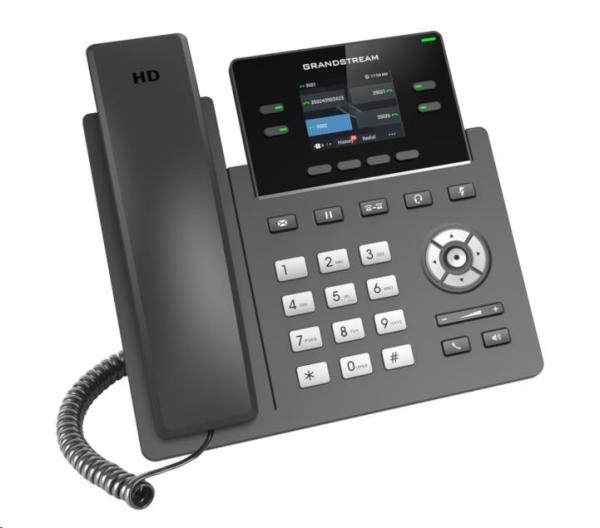 Grandstream GRP2613W SIP telefón, 2.8" TFT bar. displej, 4 SIP účty, 6 prog.tl., 2xGigabit PoE, WiFi1