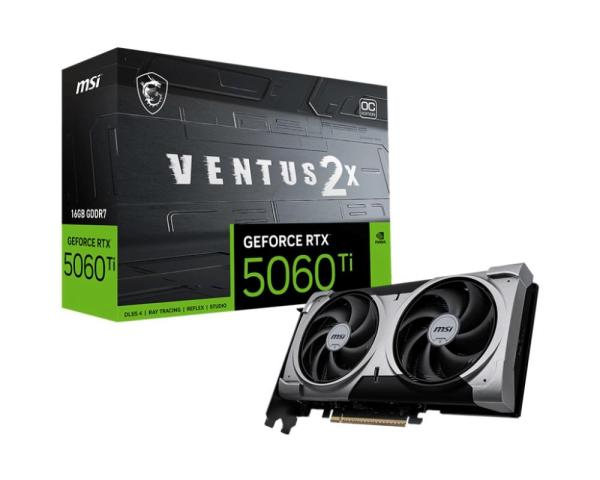MSI VGA NVIDIA GeForce RTX 5060 Ti 16G VENTUS 2X OC PLUS, RTX 5060 Ti, 16GB GDDR7, 3xDP, 1xHDMI