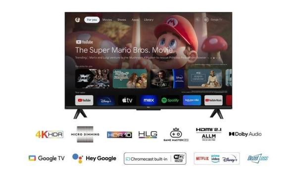 TCL 43V6B 43" TV,  4K Ultra HD,  LED,  HDR,  Google TV,  Chromecast,  Bluetooth,  Wi-Fi,  Dolby Audio,  MagiConnect6