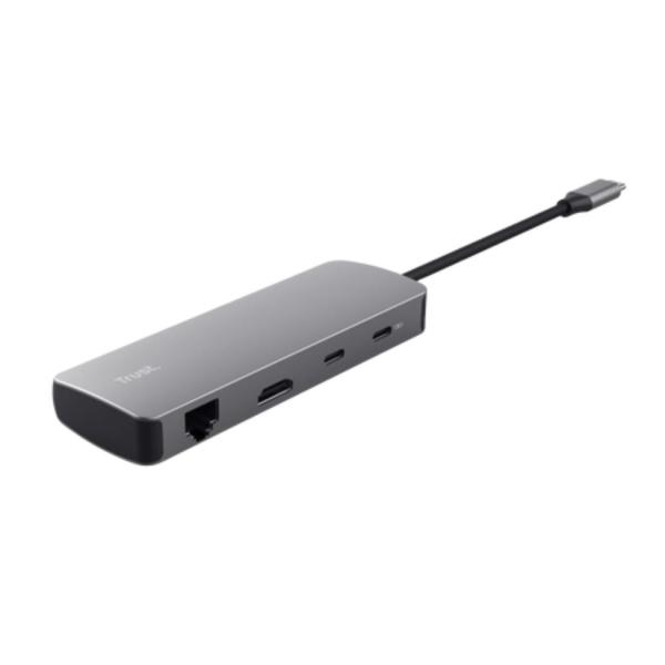 TRUST Dokovací stanice DALYX USB-C,  8v1,  HDMI,  RJ45,  2xUSB-C,  2xUSB-A,  microSD/ SD karta,  šedá1
