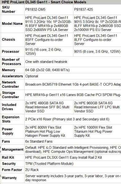 HPE PL DL345g11 AMD Epyc 9015 (3.6G/ 8C) 2x32G (P64985) 2x960G 2x1000W MR416i-p 8LFF 4p1G Smart Choice6