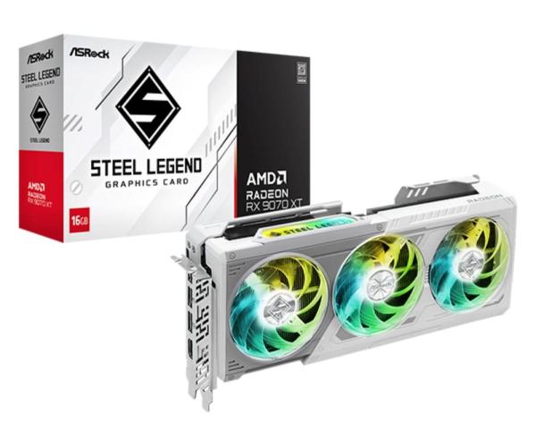 ASRock VGA AMD Radeon RX 9070 XT Steel Legend 16GB,  RX 9070 XT,  16GB GDDR6,  3xDP,  1xHDMI