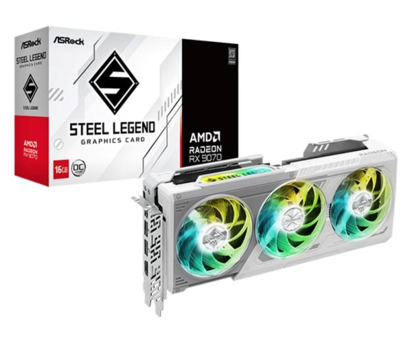 ASRock VGA AMD Radeon RX 9070 Steel Legend 16GB OC,  RX 9070,  16GB GDDR6,  3xDP,  1xHDMI