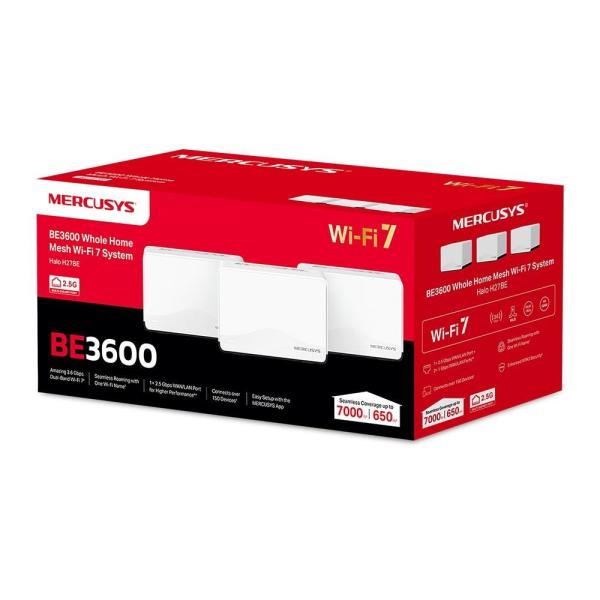 MERCUSYS Halo H27BE(3-pack) WiFi7 Mesh (BE3600, 2, 4GHz/ 5GHz, 1x2, 5GbELAN/ WAN, 2xGbELAN/ WAN)4