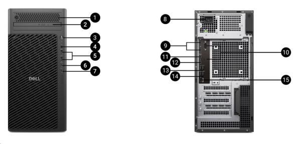 DELL PC Pro Max Tower T2 FCT2250/ 1500W/ TPM/ U9-285/ 32GB/ 1TSSD/ Integrated/ vPro/ Kb/ Mouse/ W11 Pro/ 3Y PS NBD4
