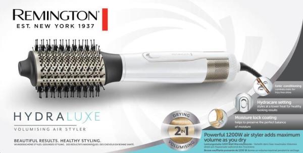 Remington AS8901 HYDRAluxe kulmofén,  1200 W,  3 teploty,  2 rychlosti,  chladná špička,  bílá0