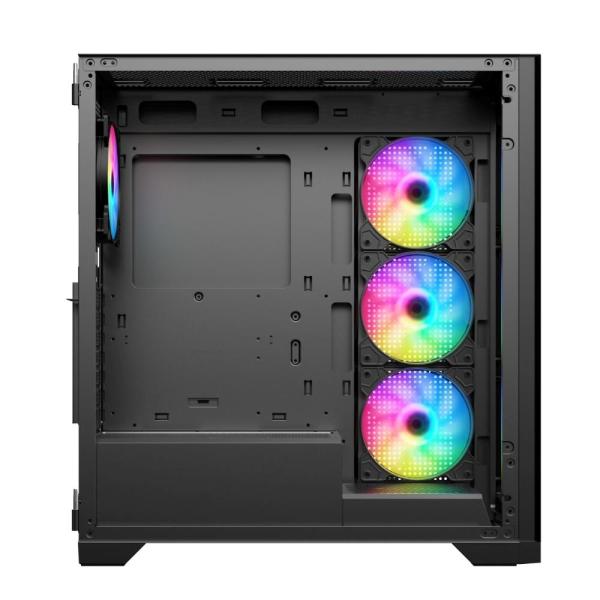 VeinX case GL29AL-BK,  ATX,  Průhledná bočnice,  4x 120mm ARGB Fan,  ARGB Hub,  Černá2