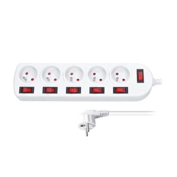 Solight prodlužovací přívod,  5 zásuvek,  bílý,  6x vypínač,  2m