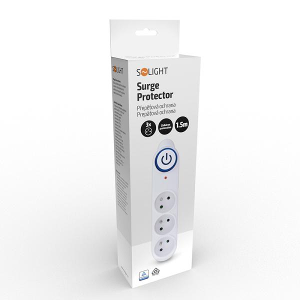 Solight přepěťová ochrana,  3 zásuvky,  1, 5m,  bílá2