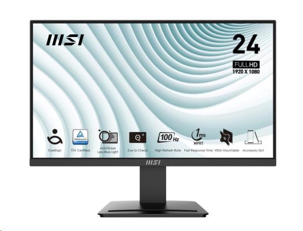 MSI Pro/ MP2412/ 23, 8"/ VA/ FHD/ 100Hz/ 1ms/ Black/ 2R