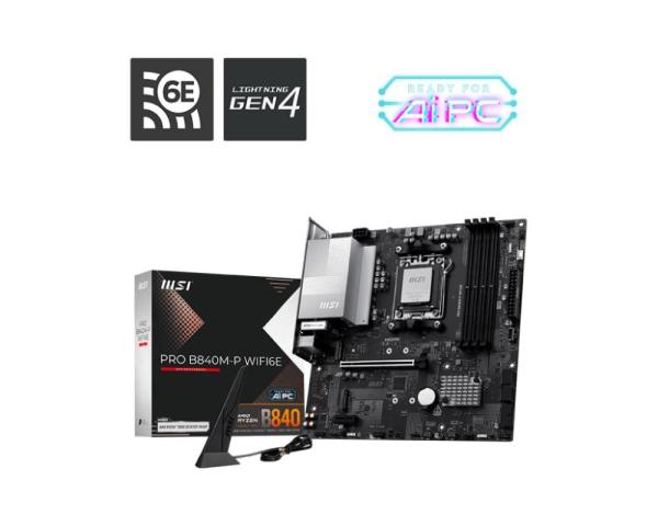 MSI MB Sc AM5 PRO B840M-P WIFI6E,  AMD B840,  4xDDR5,  1xHDMI,  WI-FI,  mATX