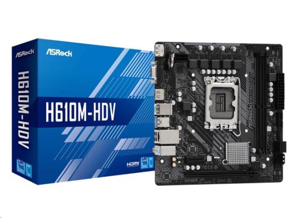 BAZAR - ASRock MB Sc LGA1700 H610M-HDV,  Intel H610,  2xDDR4,  1xDP,  1xHDMI,  1xVGA,  mATX - Po opravě (Bez příšlušenství)