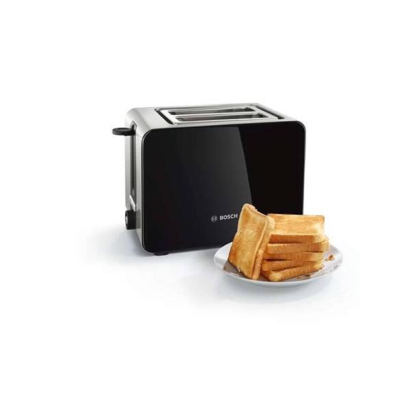 Bosch TAT7203 topinkovač,  1050 W,  stupně opékání,  tlačítko STOP,  přihrádka na drobky,  černý /  nerez3