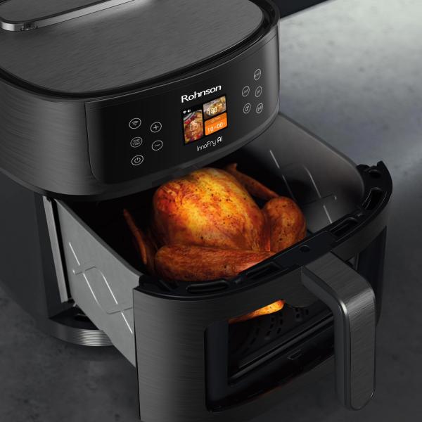 Rohnson InnoFry AI chytrá horkovzdušná fritéza,  1800 W,  Wi-Fi,  objem 8 l,  TFT displej,  černá3