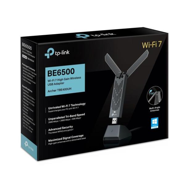TP-Link Archer TBE400UH WiFi7 USB adapter (BE6500, 2, 4GHz/ 5GHz/ 6GHz, USB3.0)4