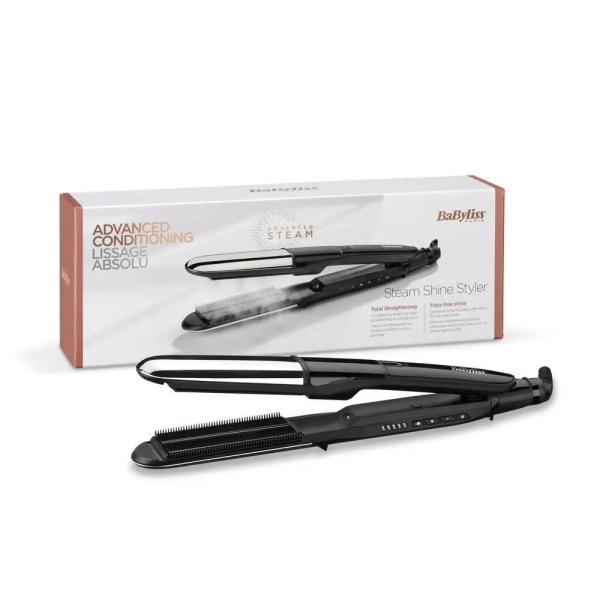 BAZAR - BaByliss ST496E žehlička na vlasy,  5 teplot,  LED indikátor,  napařování,  černá /  stříbrná - Poškozený obal5