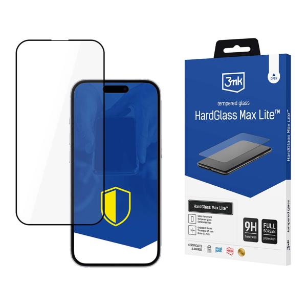 3mk tvrzené sklo HardGlass Max Lite Black pro Apple iPhone 16E/  iPhone 17E