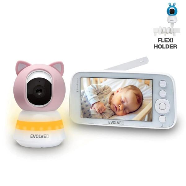 EVOLVEO Baby Monitor N5 - Set videoopatrovateľky s 360 ° dohľadom, obojsmernou komunikáciou a uspávankami, 