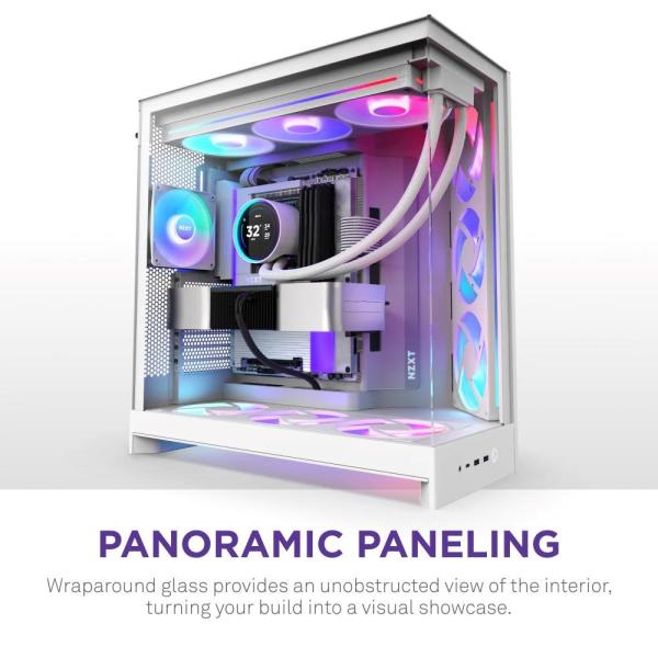 NZXT skříň H9 Flow ARGB+ dvoukomorová ATX  6xRGB 140 mm  1x 120mm fan  prosklená  controller  bílá6
