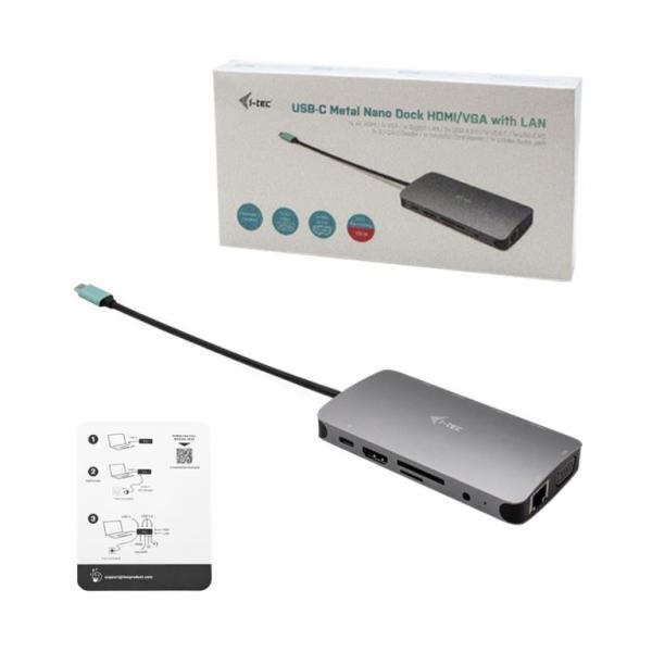 BAZAR i-tec USB-C Metal Nano Dock HDMI/ VGA with LAN + Power Delivery 100W + Charger 100W (bundle)3