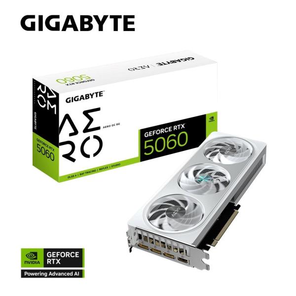GIGABYTE VGA NVIDIA GeForce RTX 5060 AERO OC 8G,  8G GDDR7,  3xDP,  1xHDMI