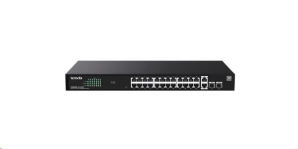 Tenda TEG2228P-24-410W Gigabit PoE+ Websmart L2 Cloud switch 370W, 24x 1Gb/ s PoE+, 2xRJ45, 2xSFP, Rack