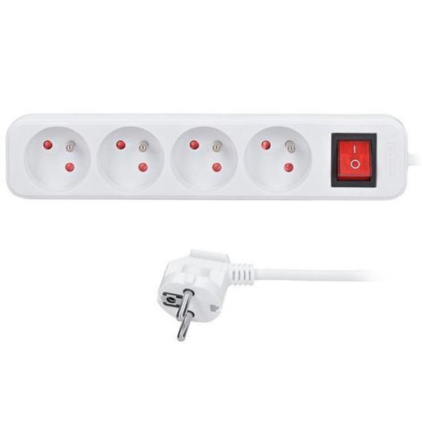 Solight prodlužovací přívod 3m,  4 zásuvky,  vypínač,  16A/ 3680W,  PVC,  bílý