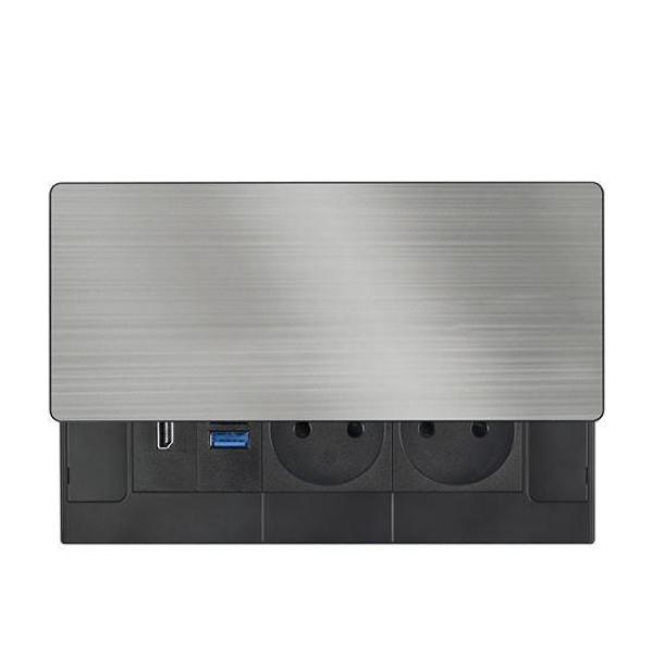 Solight vestavný blok zásuvek s posuvným krytem,  2 zásuvky,  HDMI,  USB A+C 20W PD,  2m,  stříbrný6