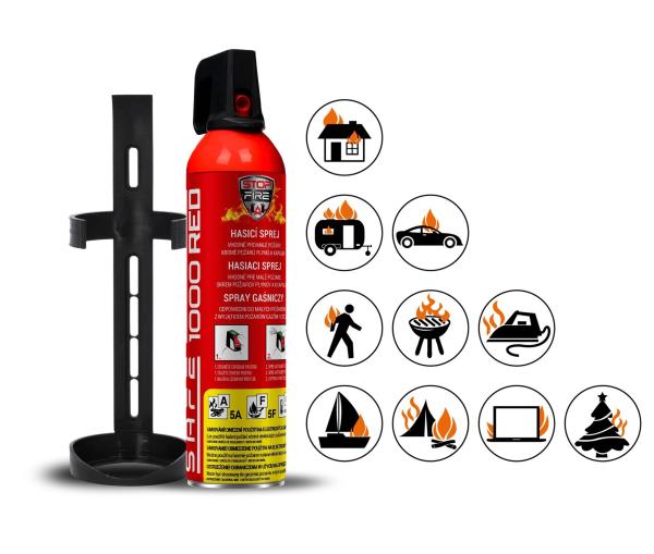 Safe SET Hasicí sprej 1000 RED + držák 100C1