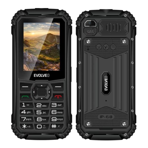 EVOLVEO StrongPhone Q1, IP68 odolný Dual SIM telefón, 2, 4" LCD, 1800mAh, čierny