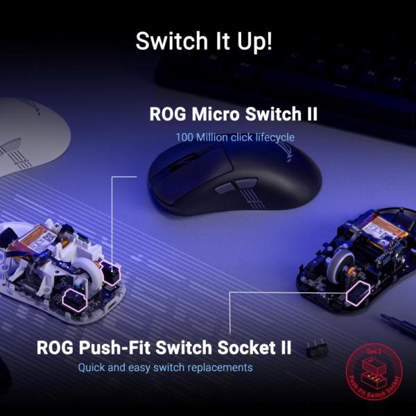 ASUS myš ROG Keris II Origin, bezdrátová herní myš, bílá8