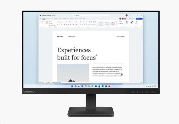 LENOVO LCD L24-4e - 23.8", IPS, 16:9, 1920x1080, 4/ 6ms, 250 cd/ m2, 1300:1, HDMI.VGA, VESA, 3Y2