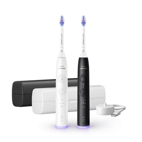 Philips Sonicare 6500 Gentle clean sada elektrických zubních kartáčků,  2 kusy,  černá a bílá