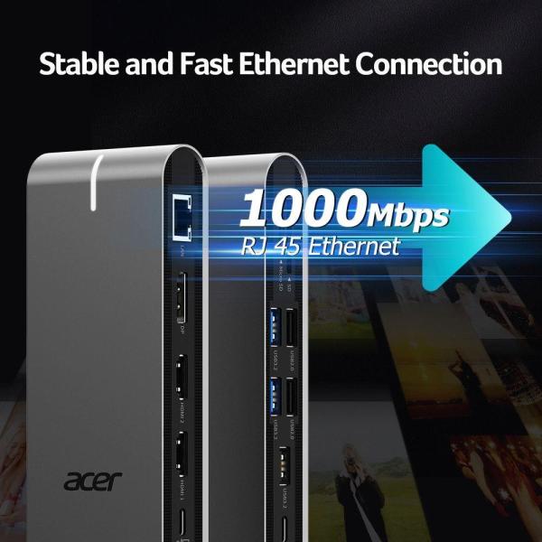 ACER 15in1 USB Type-C Universal Mini-dock: Host interface: USB-C,  2x USB-A 2.0,  1x USB-A 3.2 Gen2,  1x USB-A 3.2 Gen1,  17