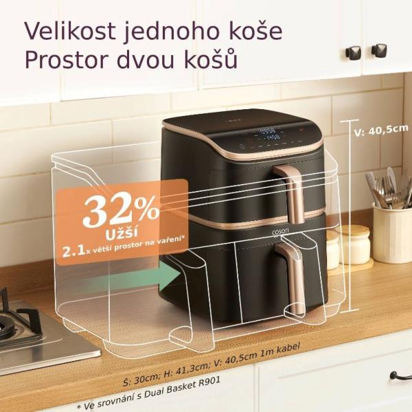 BAZAR - Cosori Turbo Tower Pro chytrá horkovzdušná fritéza 10,8l černá - Poškozený obal (Komplet)2