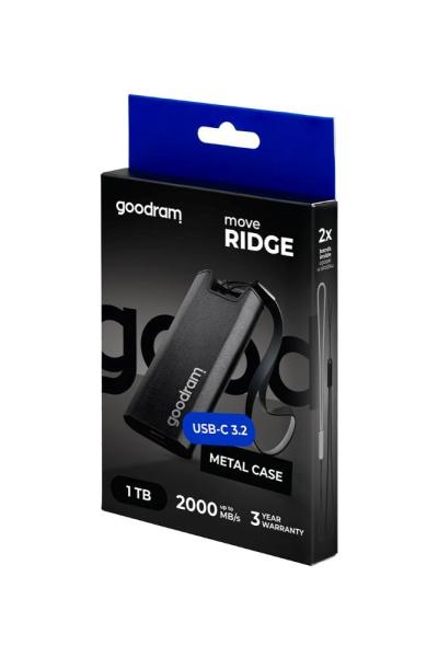 GOODRAM externí SSD Move Ridge 1TB,  USB-C 3.2 Gen2x2,  (R:2000/ W:2000MB/ s),  černá2
