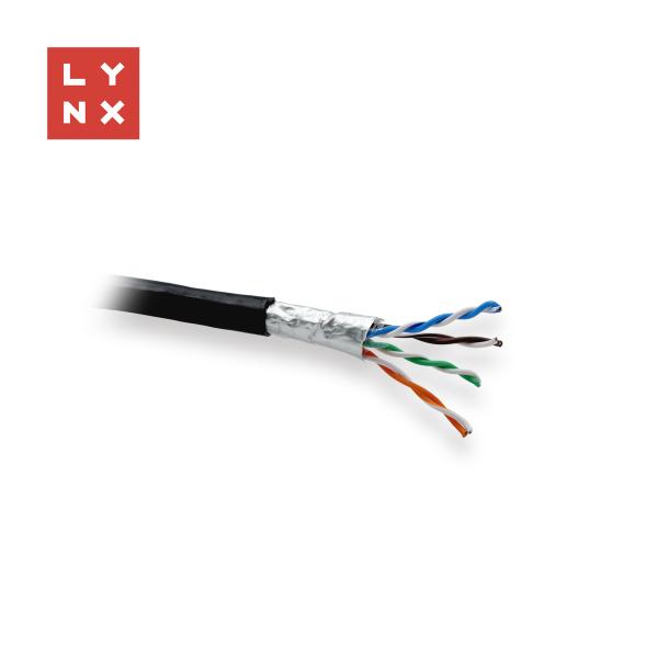 LYNX FTP kabel,  Cat5e,  PE (Fca),  0, 5mm,  celoměděný,  venkovní,  černý,  box 305m