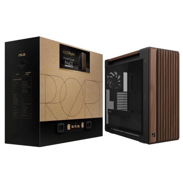 ASUS case PROART PA602 WALNUT WOOD MODERN TG,  Mid Tower,  průhledná bočnice,  černá15