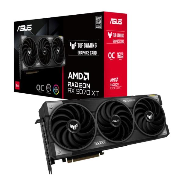 ASUS VGA AMD Radeon RX 9070 XT TUF GAMING OC 16GB,  RX 9070 XT,  16GB GDDR6,  3xDP,  1xHDMI