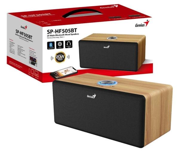 GENIUS Reproduktor SP-HF505BT,  BT,  3.5mm jack,  20W,  světlé dřevo2