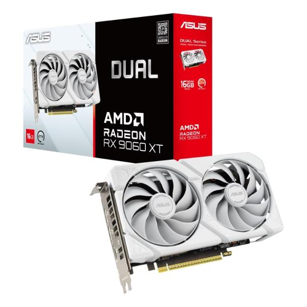 ASUS VGA AMD Radeon RX 9060 XT DUAL 16GB WHITE,  RX 9060 XT,  16GB GDDR6,  2xDP,  1xHDMI