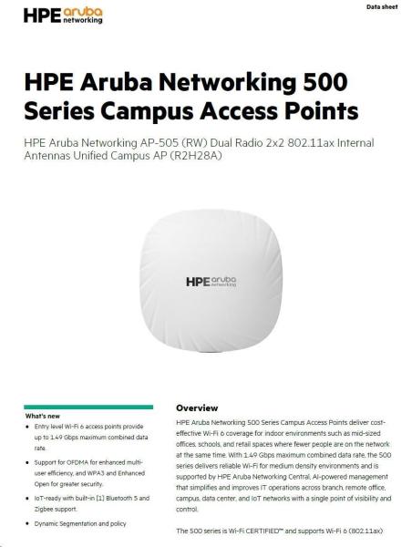 HPE Aruba Networking AP-505 (RW) Dual Radio 2x2 Wi-Fi 6 10-pack Campus Access Point2